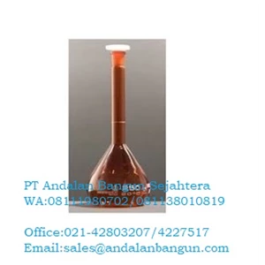 NORMAX Volumetric flask amber glass class A with plastic stopper 