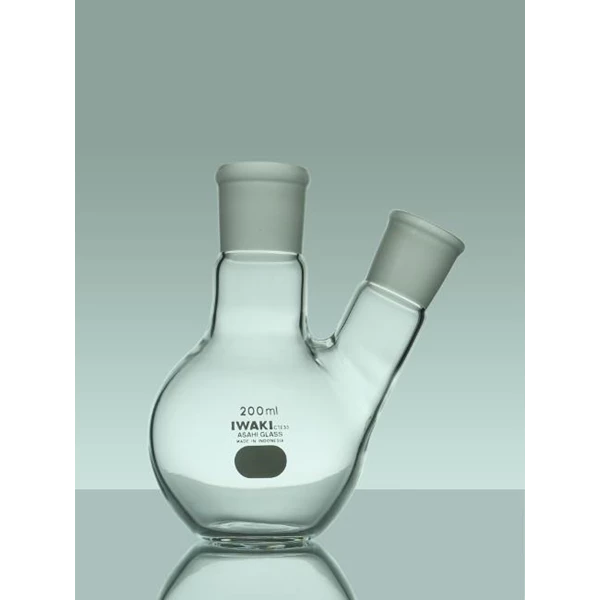 IWAKI Boiling Flask Flat Bottom With TS Joint  2 Neck