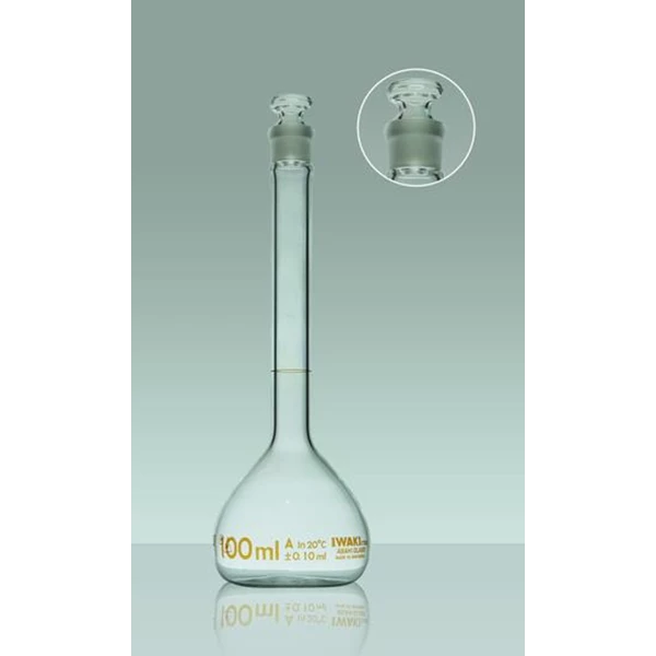 IWAKI Volumetric Flask W Glass Stopper ISO Spec
